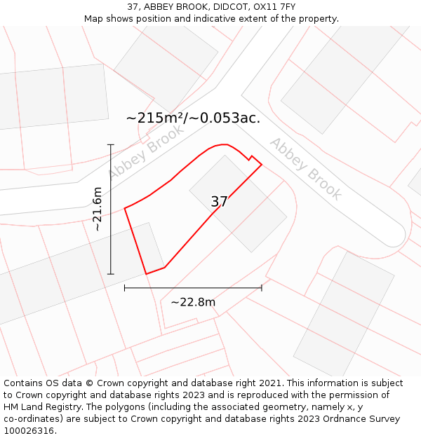 37, ABBEY BROOK, DIDCOT, OX11 7FY: Plot and title map