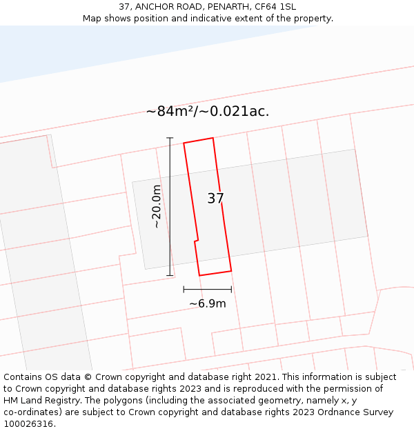 37, ANCHOR ROAD, PENARTH, CF64 1SL: Plot and title map