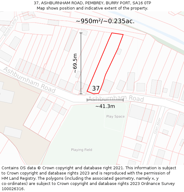 37, ASHBURNHAM ROAD, PEMBREY, BURRY PORT, SA16 0TP: Plot and title map
