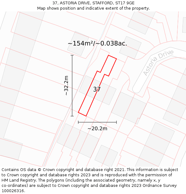 37, ASTORIA DRIVE, STAFFORD, ST17 9GE: Plot and title map