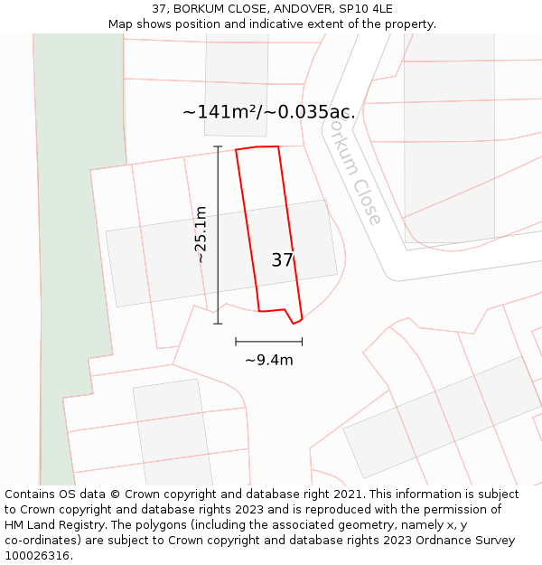 37, BORKUM CLOSE, ANDOVER, SP10 4LE: Plot and title map