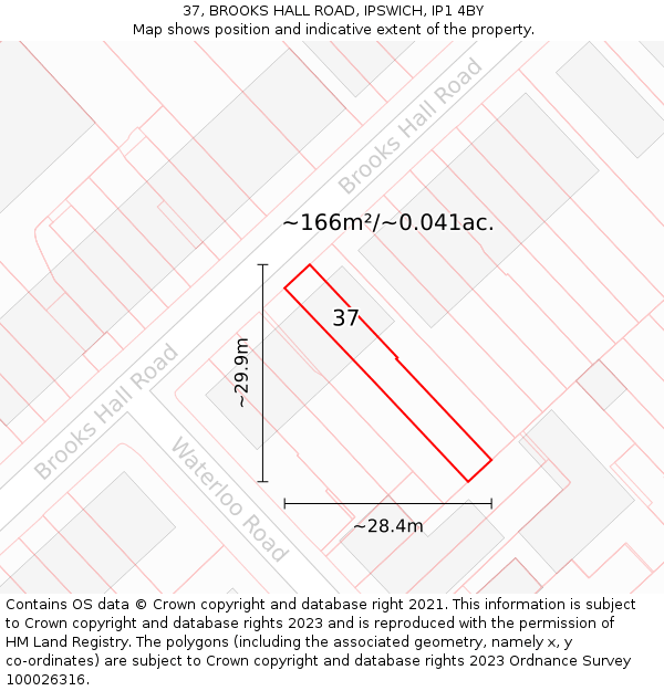 37, BROOKS HALL ROAD, IPSWICH, IP1 4BY: Plot and title map