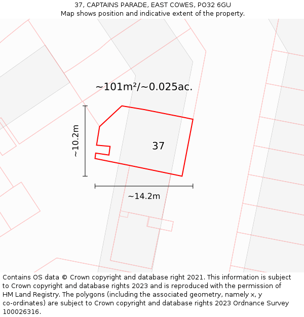 37, CAPTAINS PARADE, EAST COWES, PO32 6GU: Plot and title map