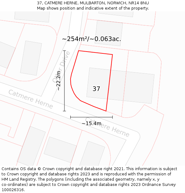 37, CATMERE HERNE, MULBARTON, NORWICH, NR14 8NU: Plot and title map