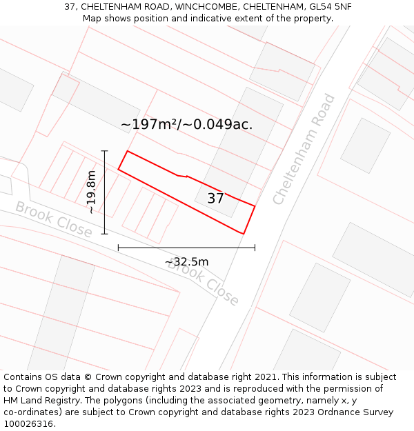 37, CHELTENHAM ROAD, WINCHCOMBE, CHELTENHAM, GL54 5NF: Plot and title map