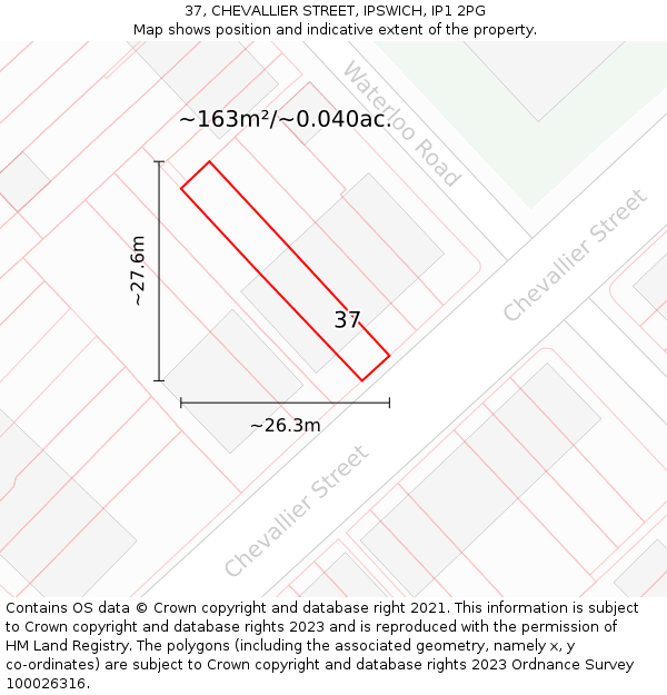 37, CHEVALLIER STREET, IPSWICH, IP1 2PG: Plot and title map