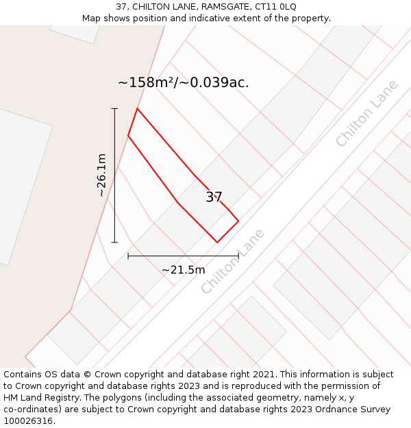 37, CHILTON LANE, RAMSGATE, CT11 0LQ: Plot and title map
