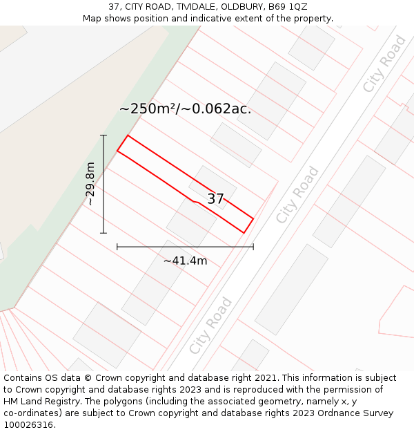 37, CITY ROAD, TIVIDALE, OLDBURY, B69 1QZ: Plot and title map