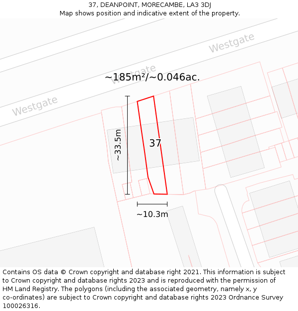 37, DEANPOINT, MORECAMBE, LA3 3DJ: Plot and title map