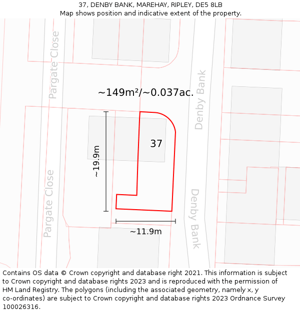 37, DENBY BANK, MAREHAY, RIPLEY, DE5 8LB: Plot and title map