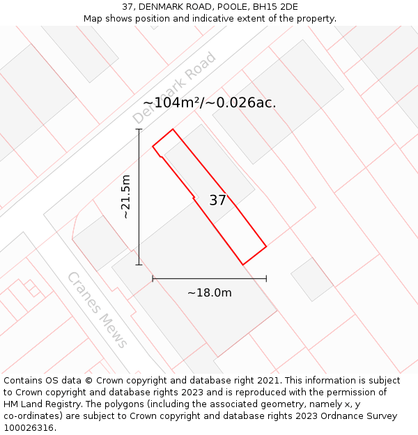 37, DENMARK ROAD, POOLE, BH15 2DE: Plot and title map