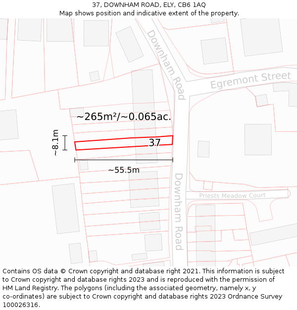 37, DOWNHAM ROAD, ELY, CB6 1AQ: Plot and title map