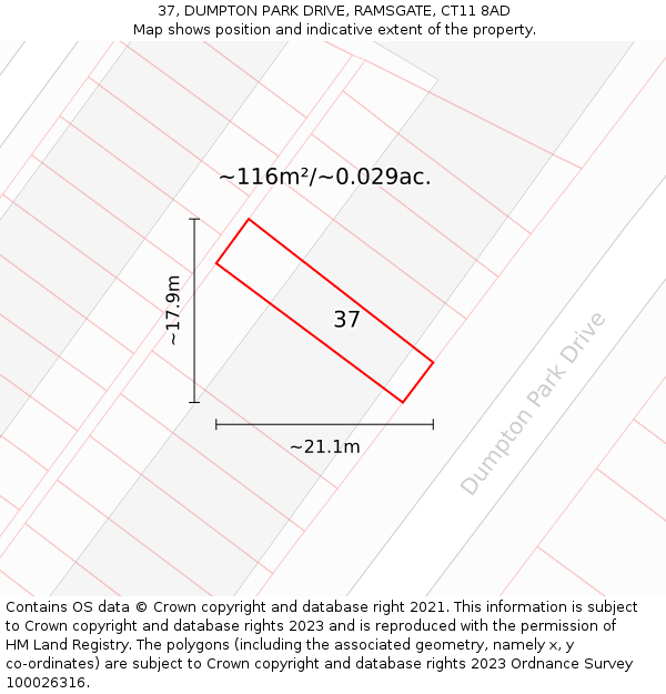37, DUMPTON PARK DRIVE, RAMSGATE, CT11 8AD: Plot and title map