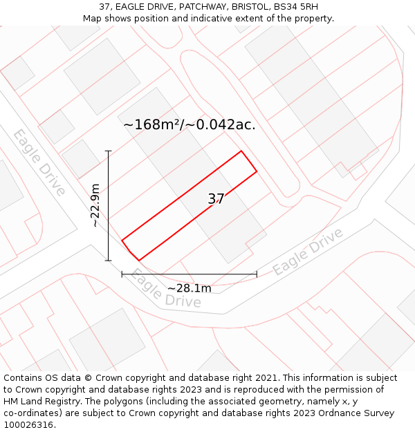37, EAGLE DRIVE, PATCHWAY, BRISTOL, BS34 5RH: Plot and title map