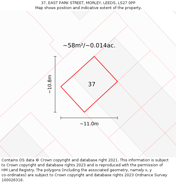 37, EAST PARK STREET, MORLEY, LEEDS, LS27 0PP: Plot and title map