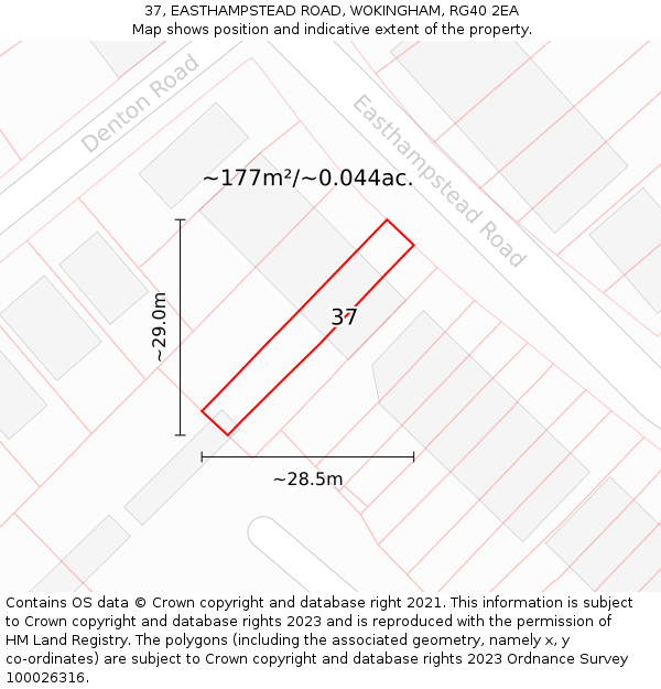 37, EASTHAMPSTEAD ROAD, WOKINGHAM, RG40 2EA: Plot and title map