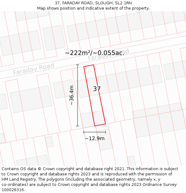 37, FARADAY ROAD, SLOUGH, SL2 1RN: Plot and title map