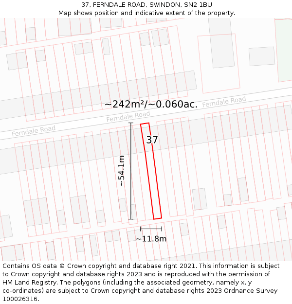 37, FERNDALE ROAD, SWINDON, SN2 1BU: Plot and title map