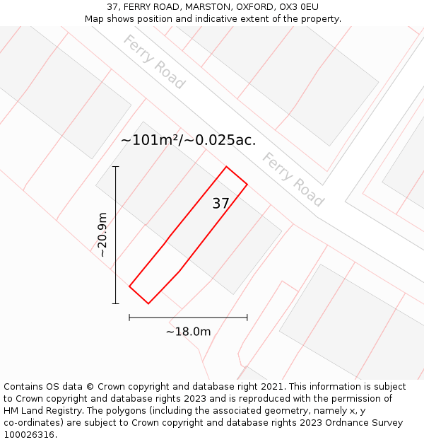 37, FERRY ROAD, MARSTON, OXFORD, OX3 0EU: Plot and title map