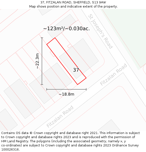 37, FITZALAN ROAD, SHEFFIELD, S13 9AW: Plot and title map