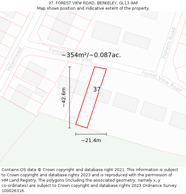 37, FOREST VIEW ROAD, BERKELEY, GL13 9AP: Plot and title map