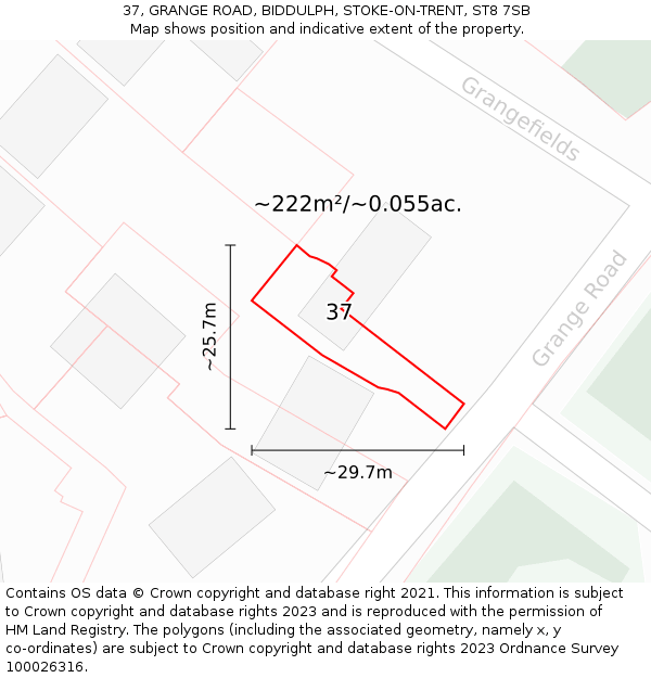 37, GRANGE ROAD, BIDDULPH, STOKE-ON-TRENT, ST8 7SB: Plot and title map