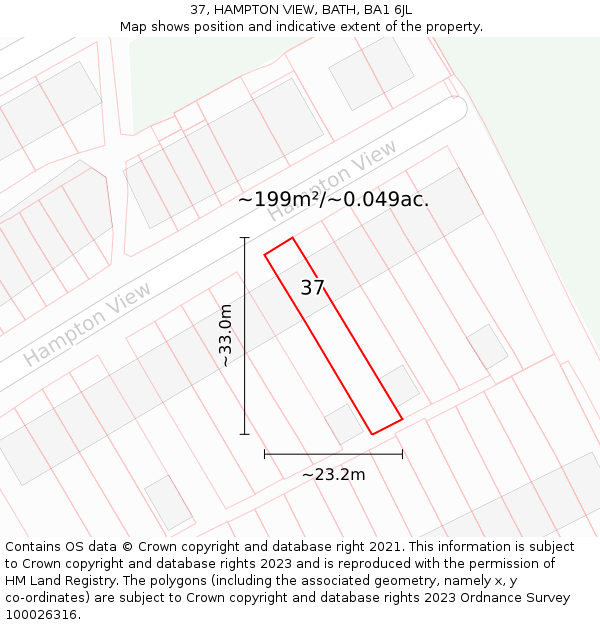 37, HAMPTON VIEW, BATH, BA1 6JL: Plot and title map