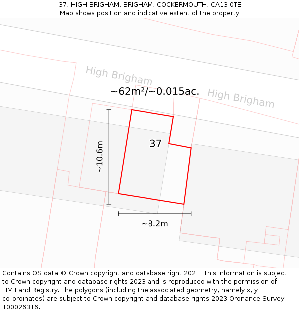 37, HIGH BRIGHAM, BRIGHAM, COCKERMOUTH, CA13 0TE: Plot and title map