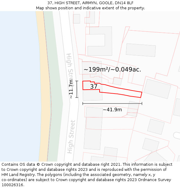 37, HIGH STREET, AIRMYN, GOOLE, DN14 8LF: Plot and title map