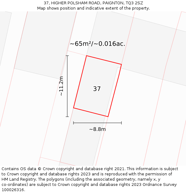 37, HIGHER POLSHAM ROAD, PAIGNTON, TQ3 2SZ: Plot and title map