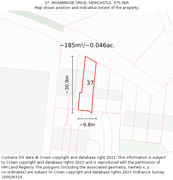 37, IRONBRIDGE DRIVE, NEWCASTLE, ST5 6ER: Plot and title map