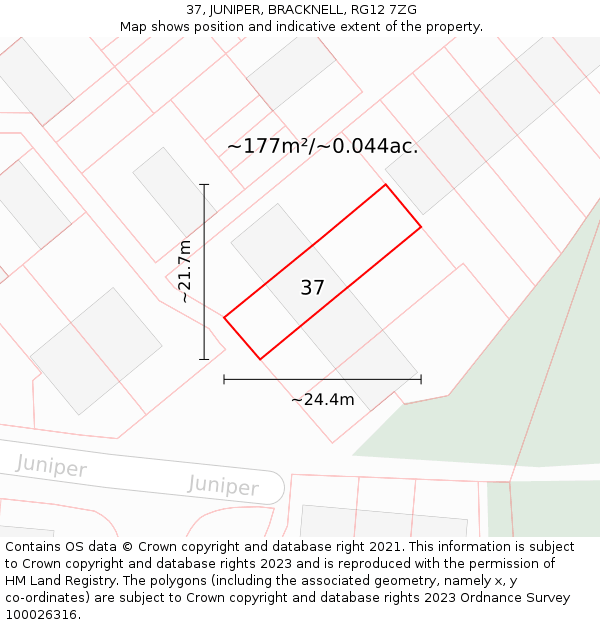 37, JUNIPER, BRACKNELL, RG12 7ZG: Plot and title map
