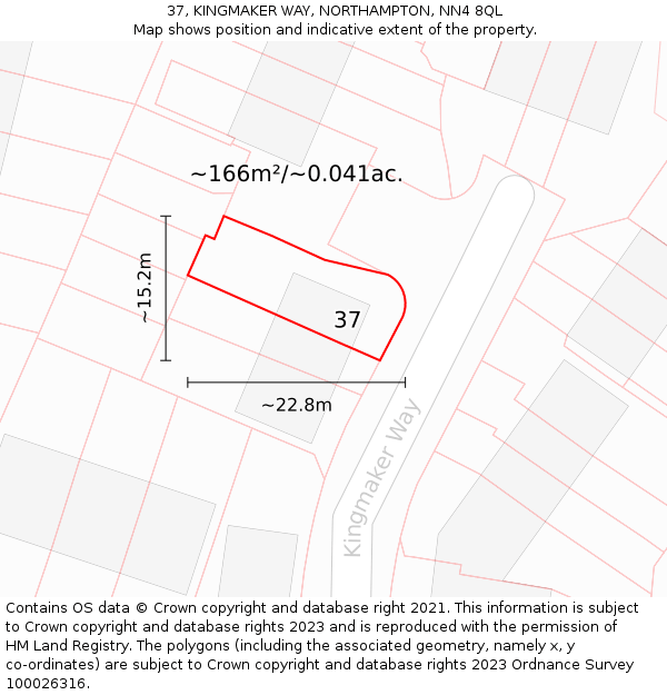 37, KINGMAKER WAY, NORTHAMPTON, NN4 8QL: Plot and title map