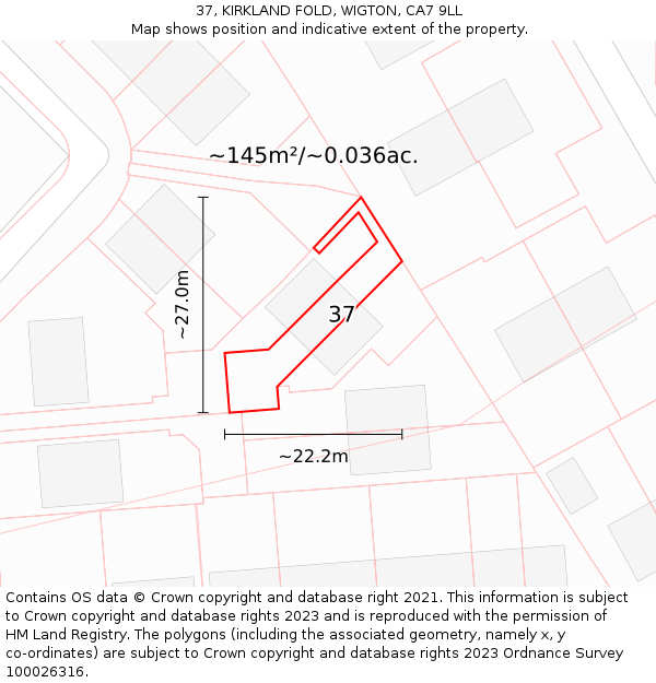 37, KIRKLAND FOLD, WIGTON, CA7 9LL: Plot and title map