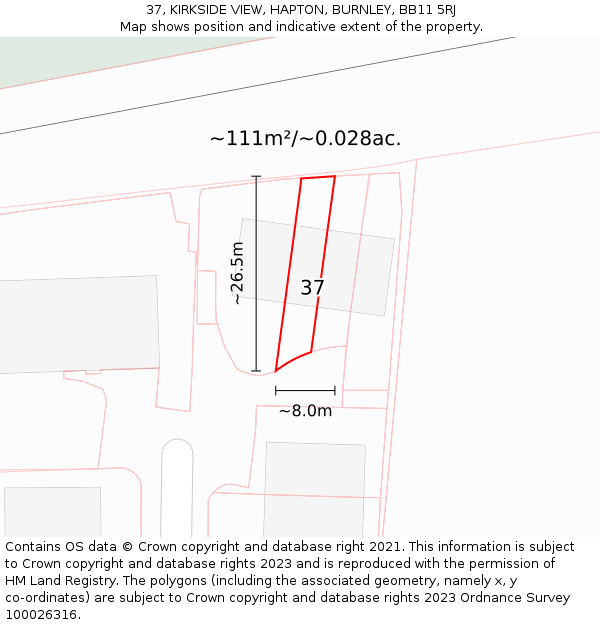 37, KIRKSIDE VIEW, HAPTON, BURNLEY, BB11 5RJ: Plot and title map