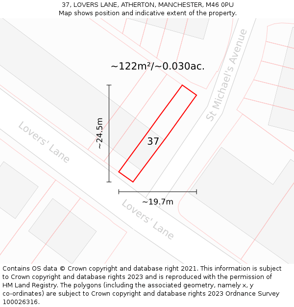 37, LOVERS LANE, ATHERTON, MANCHESTER, M46 0PU: Plot and title map
