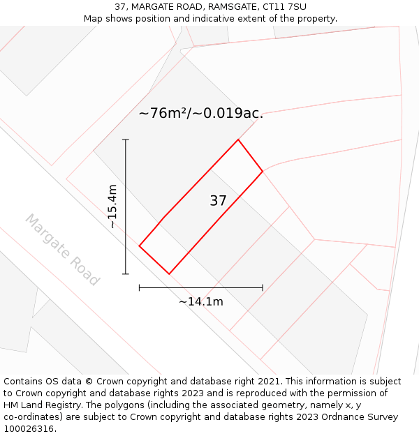 37, MARGATE ROAD, RAMSGATE, CT11 7SU: Plot and title map