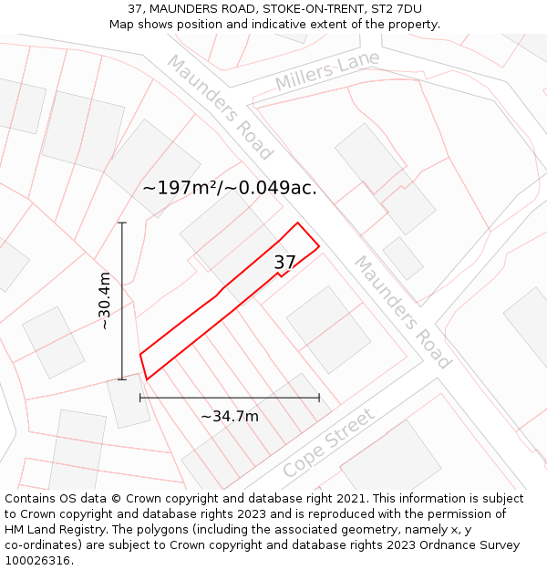 37, MAUNDERS ROAD, STOKE-ON-TRENT, ST2 7DU: Plot and title map