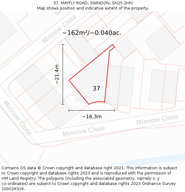 37, MAYFLY ROAD, SWINDON, SN25 2HN: Plot and title map