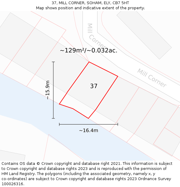 37, MILL CORNER, SOHAM, ELY, CB7 5HT: Plot and title map