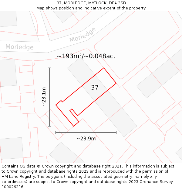 37, MORLEDGE, MATLOCK, DE4 3SB: Plot and title map