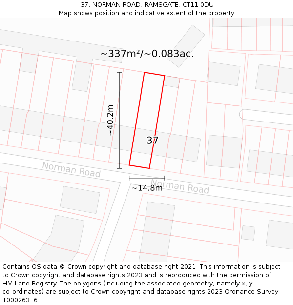 37, NORMAN ROAD, RAMSGATE, CT11 0DU: Plot and title map