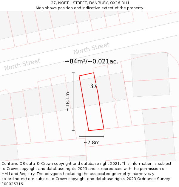 37, NORTH STREET, BANBURY, OX16 3LH: Plot and title map