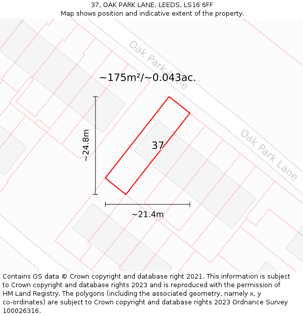 37, OAK PARK LANE, LEEDS, LS16 6FF: Plot and title map