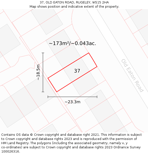 37, OLD EATON ROAD, RUGELEY, WS15 2HA: Plot and title map