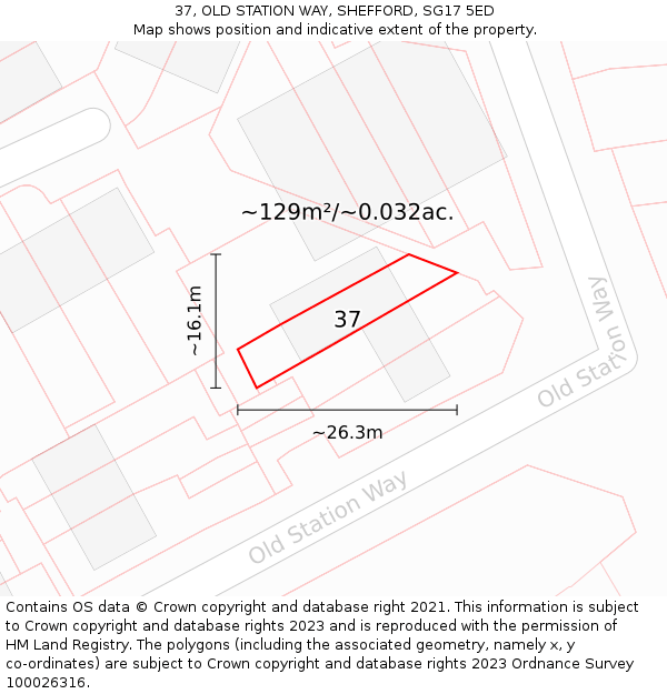 37, OLD STATION WAY, SHEFFORD, SG17 5ED: Plot and title map