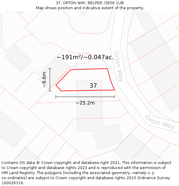 37, ORTON WAY, BELPER, DE56 1UB: Plot and title map