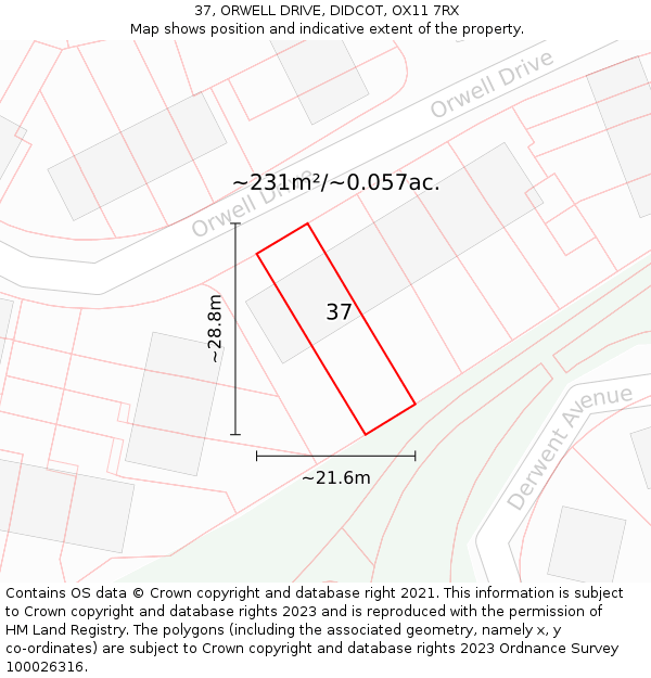 37, ORWELL DRIVE, DIDCOT, OX11 7RX: Plot and title map