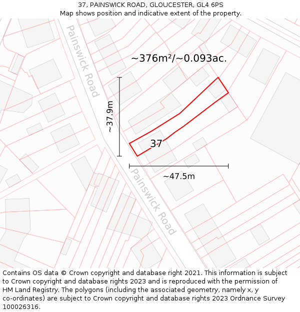 37, PAINSWICK ROAD, GLOUCESTER, GL4 6PS: Plot and title map
