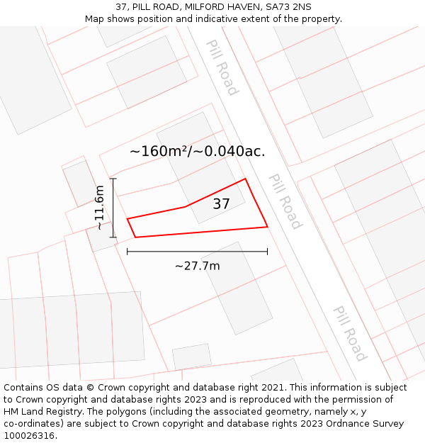37, PILL ROAD, MILFORD HAVEN, SA73 2NS: Plot and title map